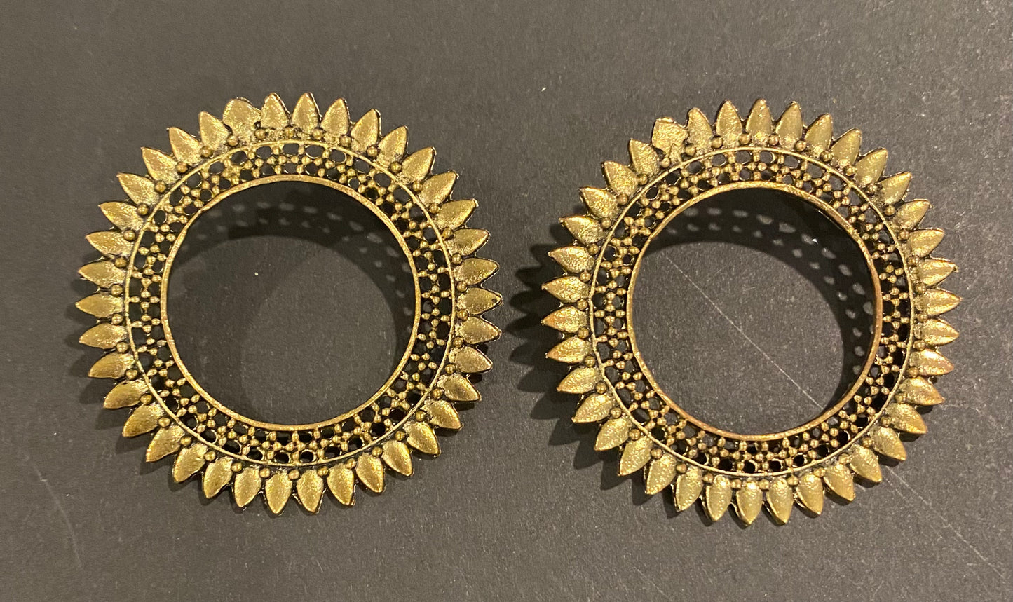 Oxidized Golden Circle Earrings